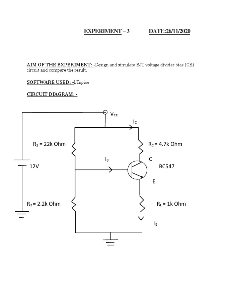 BJT Voltage Divider Bias Simulation | PDF | Bipolar Junction Transistor ...