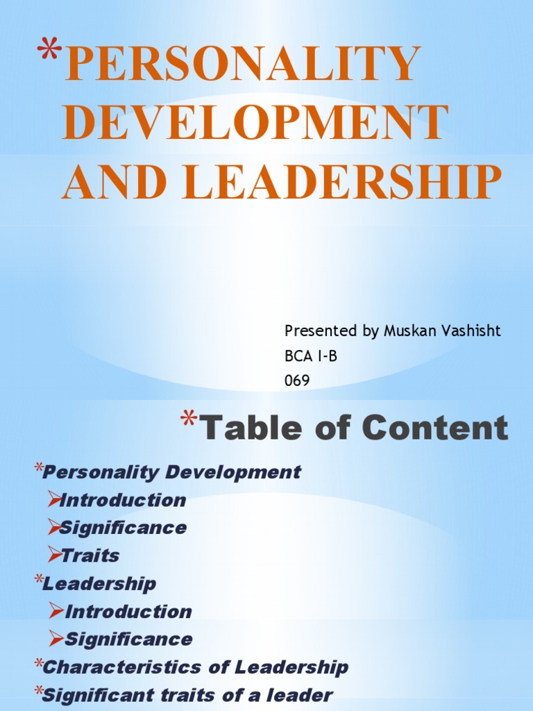 Leadership Through Personality Development | PDF | Leadership | Social ...