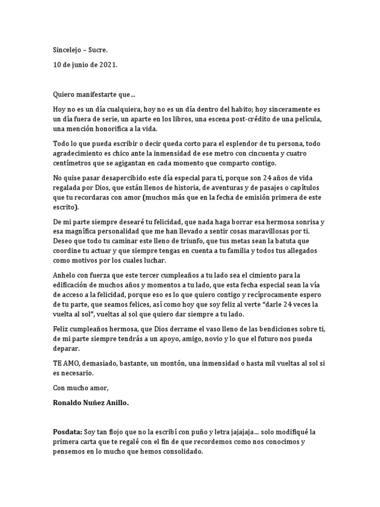 Carta de Cumpleaños | PDF | Relaciones personales, crianza y desarrollo  personal, image size:768x1024