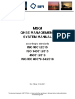 Qhse Management System Manual: ISO 9001:2015 ISO 14001:2015 45001:2018 ISO/IEC 80079-34:2018