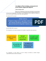 Plan de Trabajo y Presupuesto Del Sistema de Gestión Integral para Mipymes