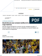 Cepa colombiana Brasil detecta una variante inédita de la covid-19 tras la Copa América Sociedad EL PAÍS