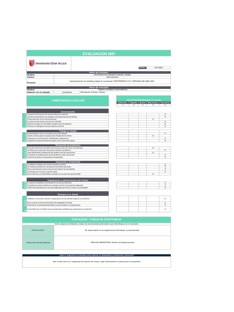 Evaluación 360º de Competencias Laborales | PDF | Creatividad | Marketing
