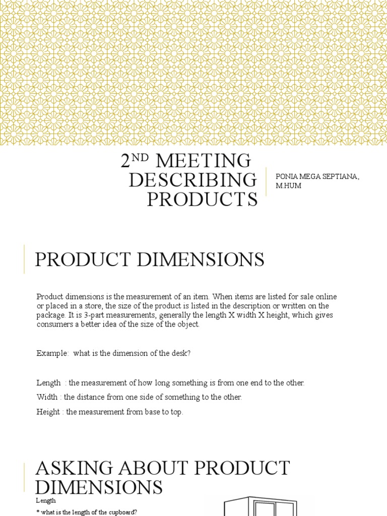 Product Dimensions and Descriptions Guide | PDF | Length | Adjective