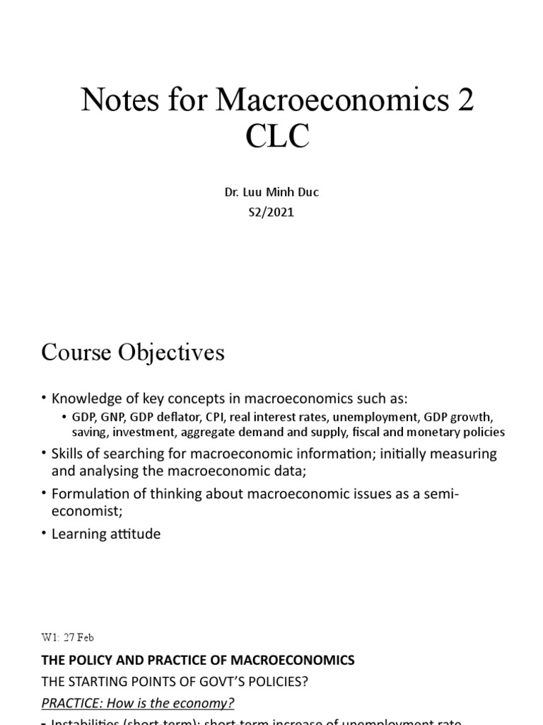 Notes For Macroeconomics 2 CLC | PDF | Phillips Curve | Long Run And ...