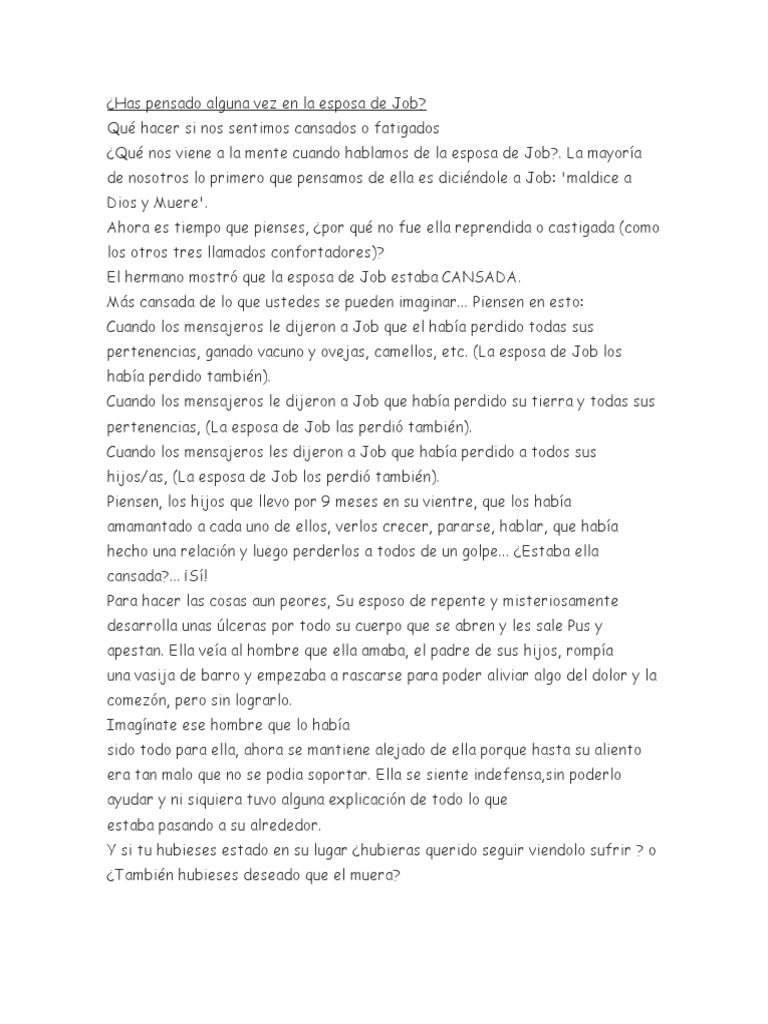 Has Pensado Alguna Vez en La Esposa de Job PDF Libro de trabajo