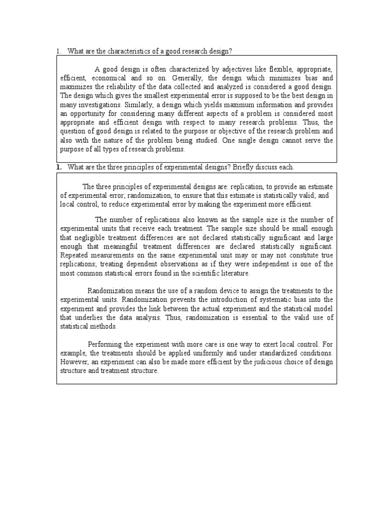What Are The Characteristics of A Good Research Design | PDF | Experiment |  Observational Error