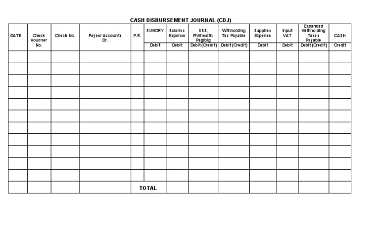 Cash Disbursement Journal Template | PDF | Finance & Money Management