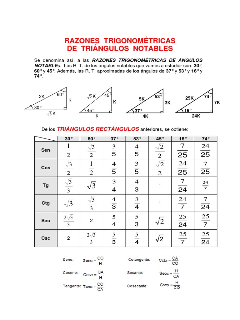 Triangulos Notables Triángulos Notables, Reto Y Ejercicios Propuestos