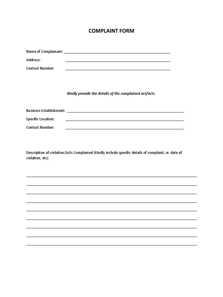 Complaint Form Submission | PDF