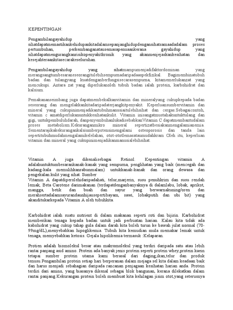 Kepentingan Gaya Hidup Sihat 3 | PDF