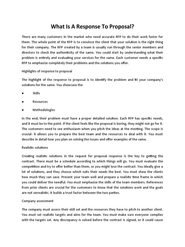 What Is A Response To Proposal | PDF | Career & Growth
