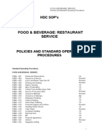 Food & Beverage: Restaurant Service: HDC Sop'S