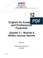 English For Academic and Professional Purposes: Quarter 2 - Module 9 Writes Various Reports