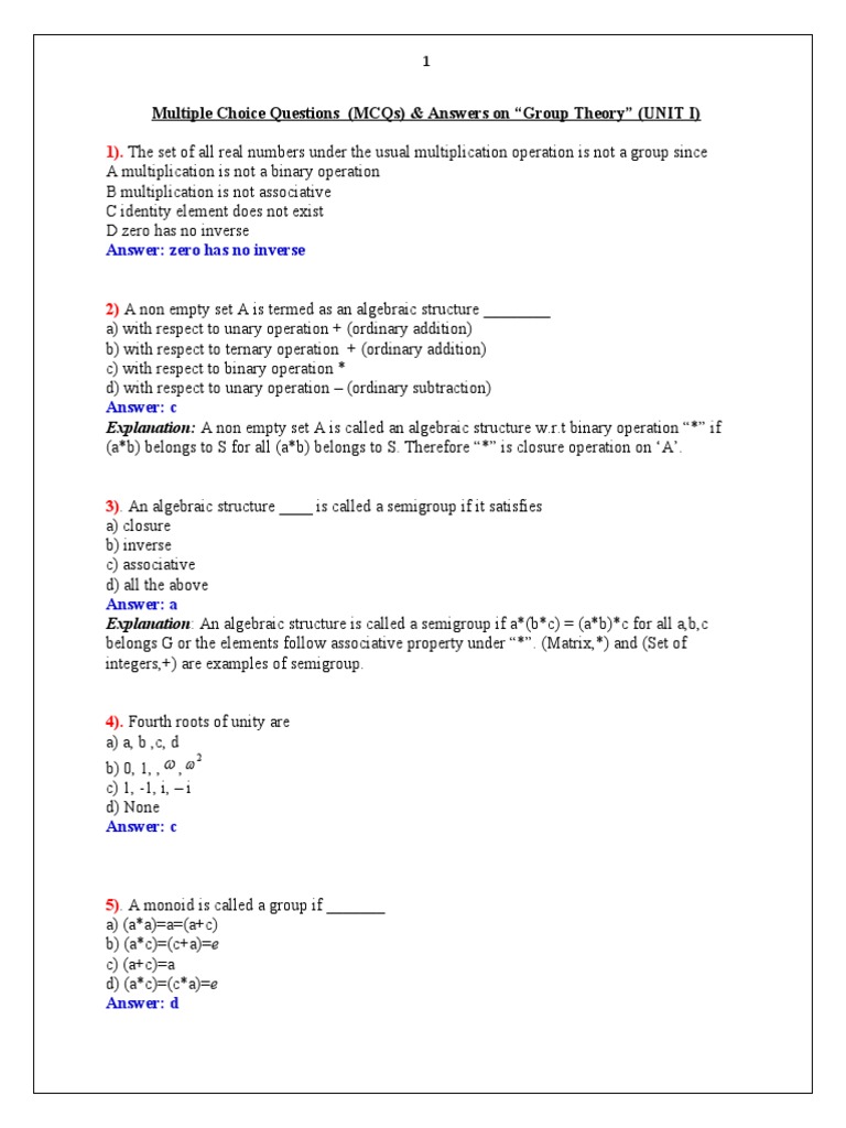 Abstract Algebra MCQs Question Bank 3 | PDF