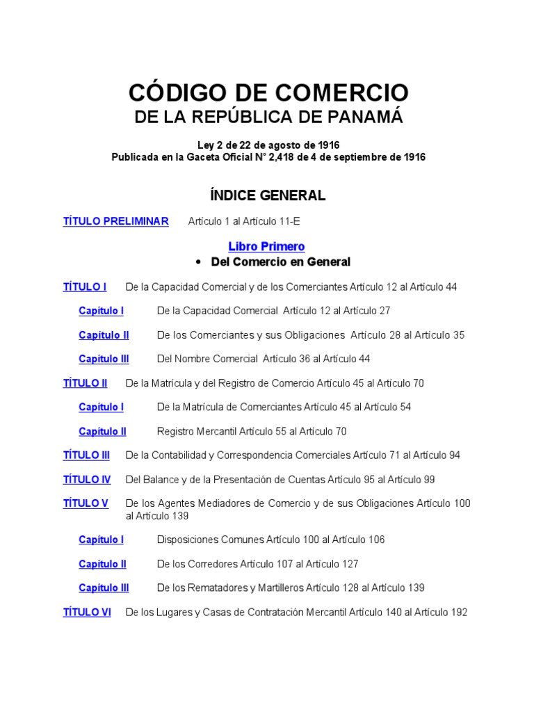 CÓDIGO DE COMERCIO PANAMA