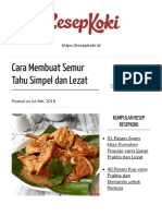 Cara Membuat Semur Tahu Simpel Dan Lezat ResepKo