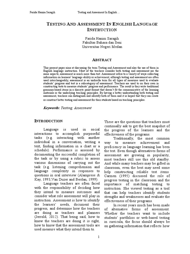 Understanding English Language Assessment | PDF | Educational ...