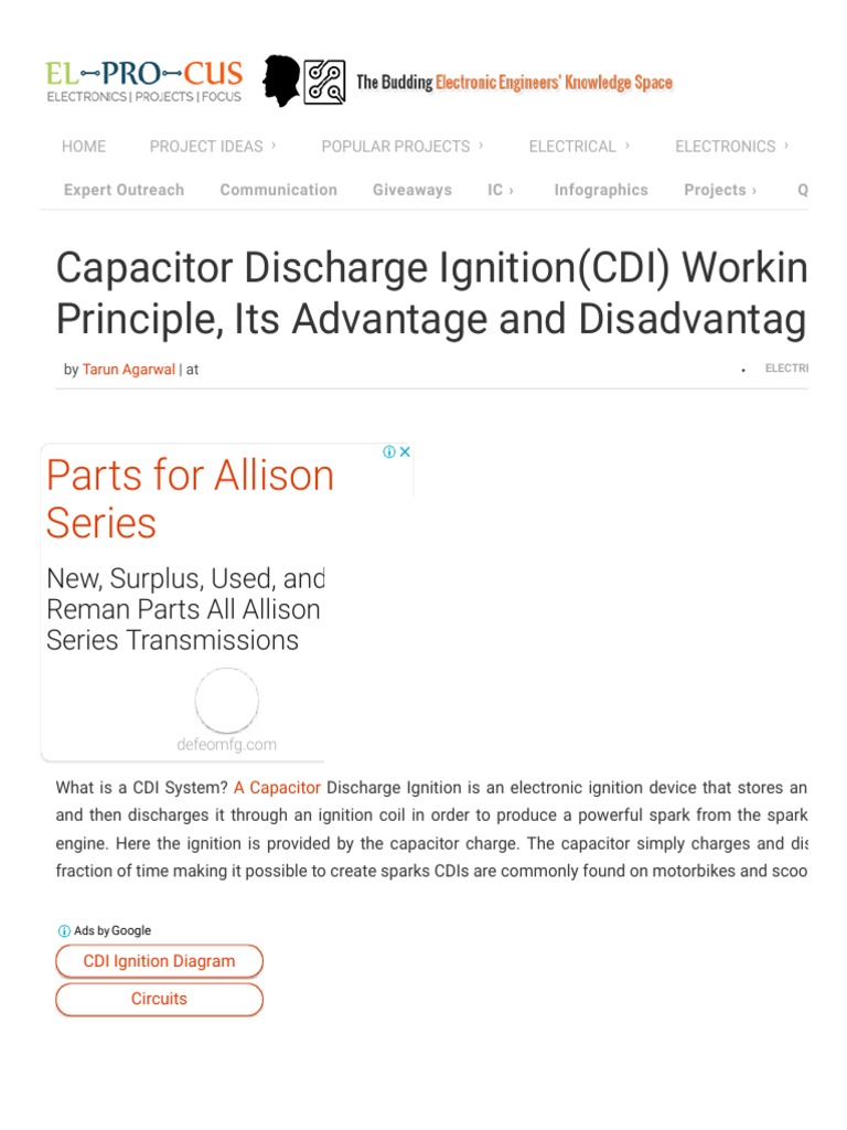How Capacitor Discharge Ignition (CDI) System Works and Its Advantage