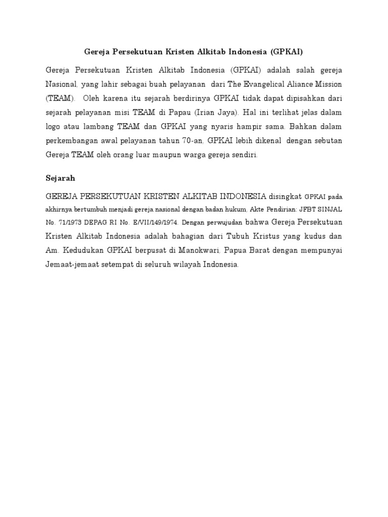 10 - Gereja Persekutuan Kristen Alkitab Indonesia | PDF