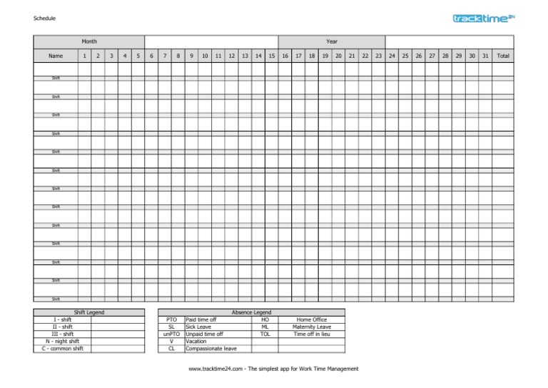 Monthly Employee Schedule Template | PDF