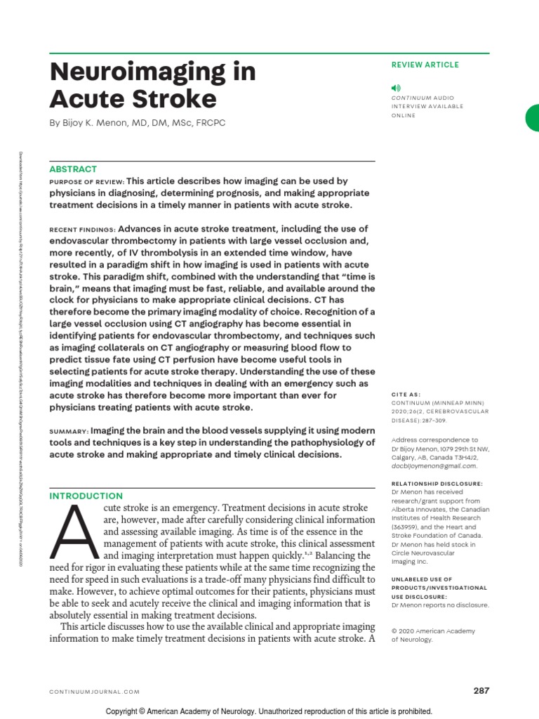 2020 Neuroimaging - in - Acute - Stroke.6 | PDF | Stroke | Medical Imaging