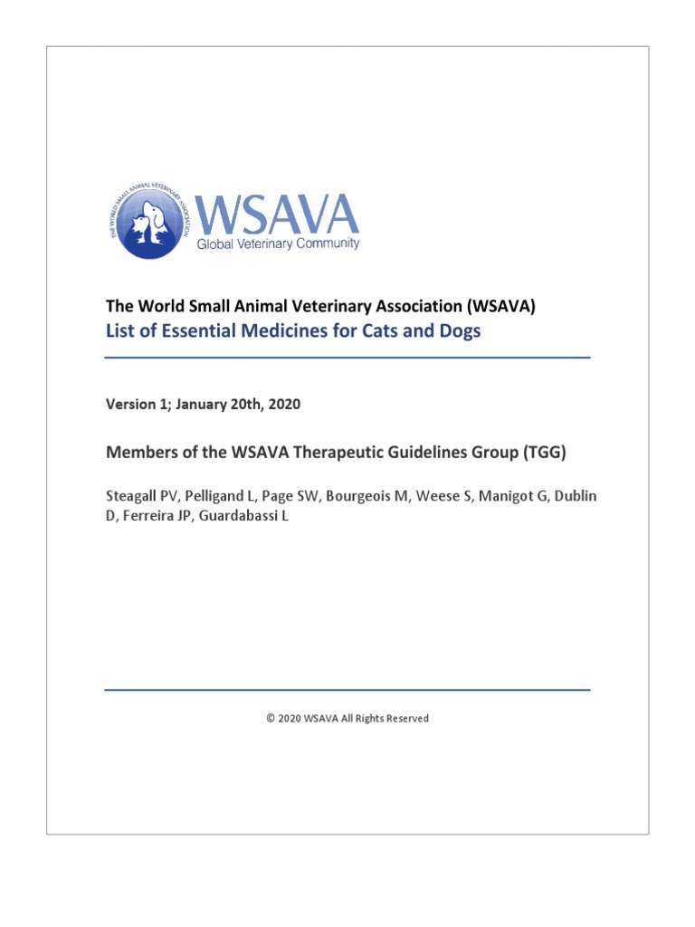 List of Essential Medicines For Cats and Dogs The World Small Animal