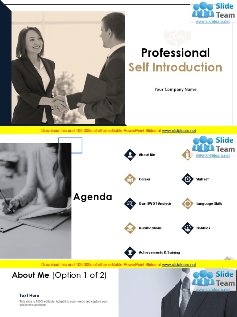 Professional Self Introduction Template | PDF | Swot Analysis | Human ...