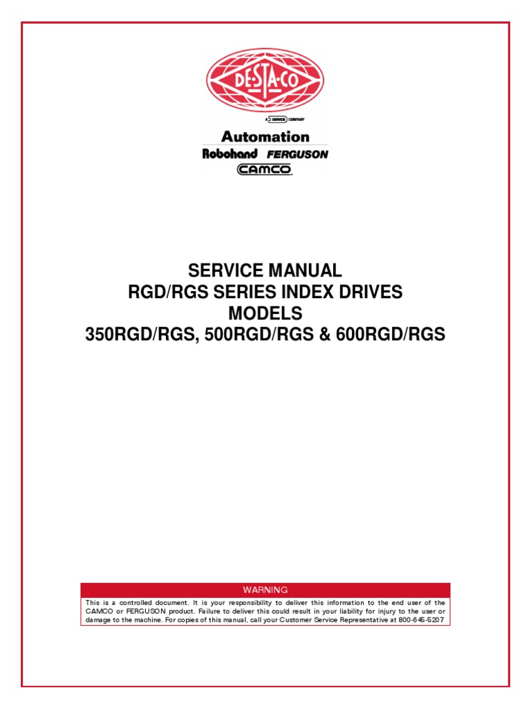Service Manual Rgd/Rgs Series Index Drives Models 350RGD/RGS, 500RGD ...
