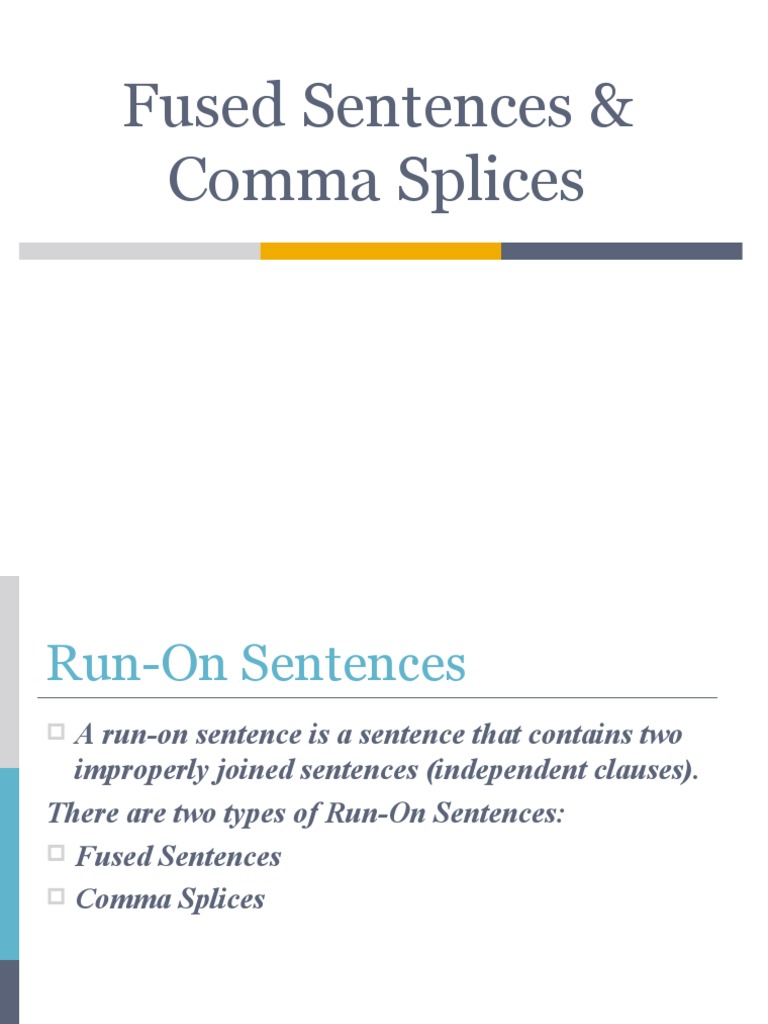 Fused Sentences & Comma Splices PDF Comma Semantics