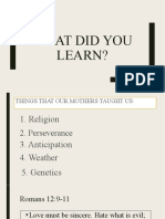 What Did You Learn?