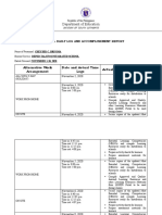 Department of Education: Alternative Work Arrangement Date and Actual Time Logs Actual Accomplishments