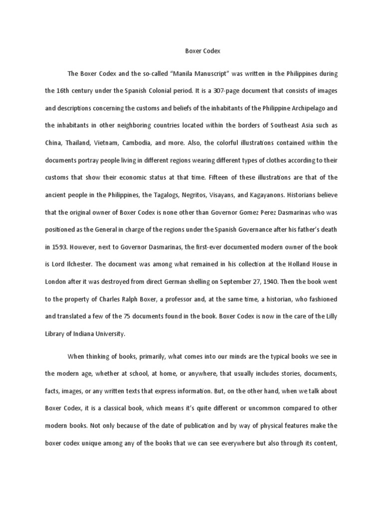 Activity 2 Boxer Codex (Book Review) | PDF | Philippines