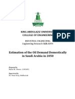 Estimation of The Oil Demand Domestically in Saudi Arabia in 2050