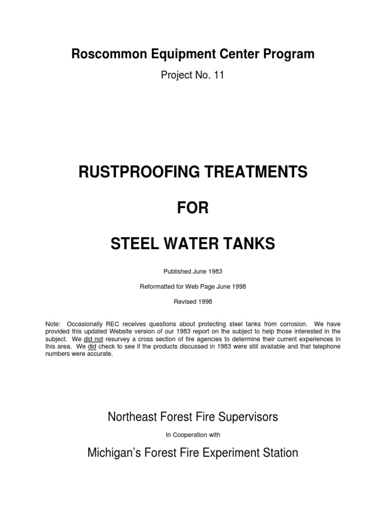 Project 11 - Rustproofing Treatments For Steel Water Tanks | PDF | Rust ...