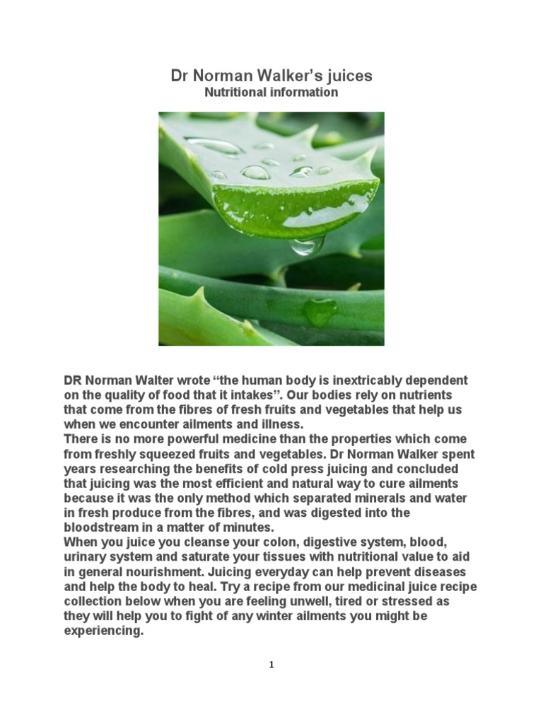 DR Norman Walker's Juices PDF Juice Diet & Nutrition