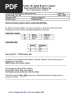 Intro To DB (SE-202) Final Spring 2021