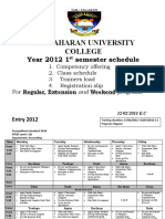 Sub-Saharan University College: Year 2012 1 Semester Schedule