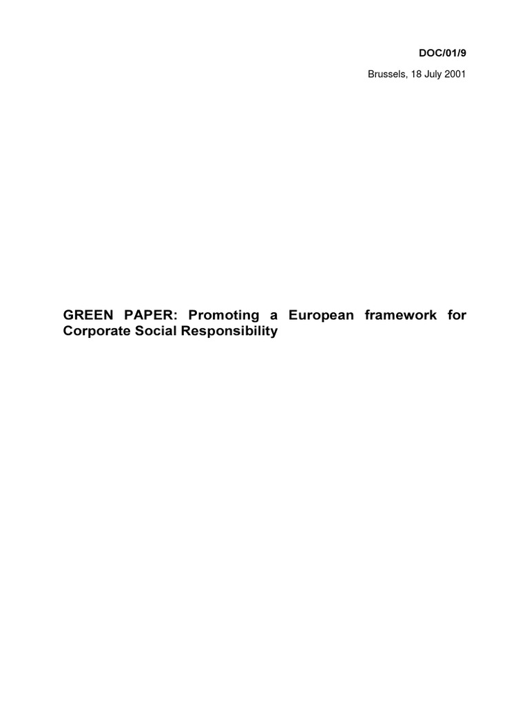 European Framework for CSR Promotion | PDF | Corporate Social ...
