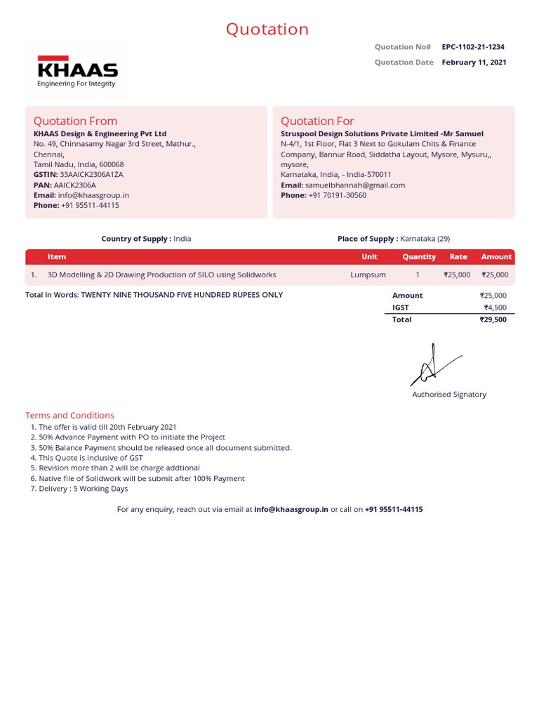 Quotation for 3D Modelling Services | PDF | Economy Of India | Payments