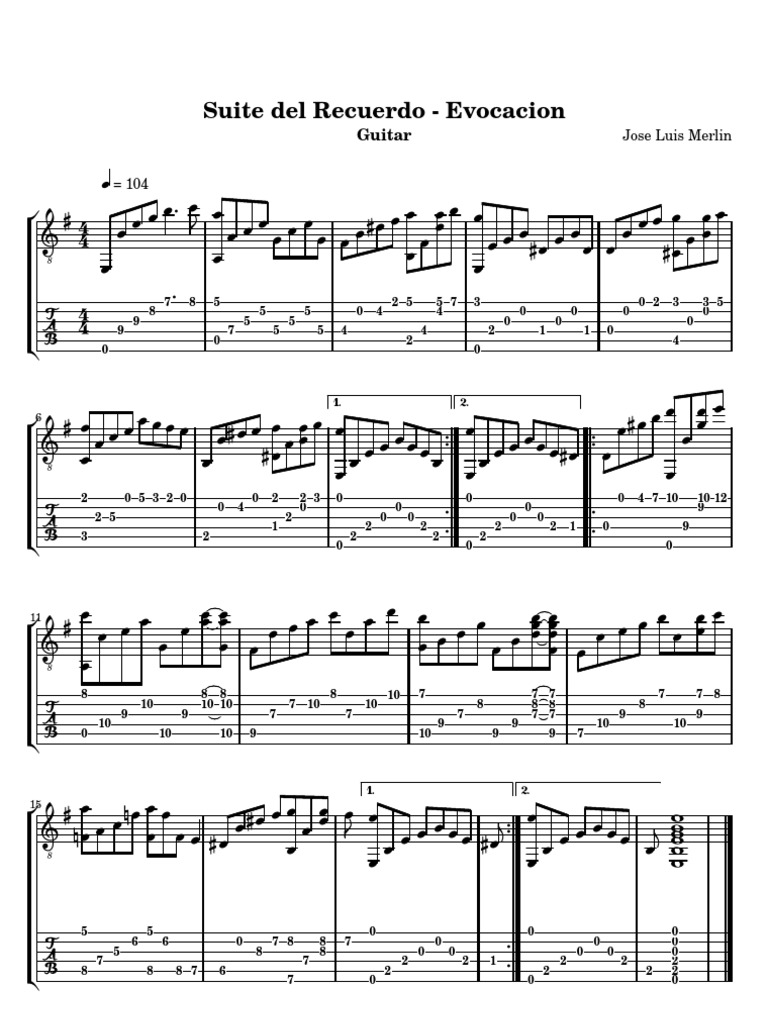 Jose Luis Merlin - Suite Del Recuerdo - Evocacion | PDF