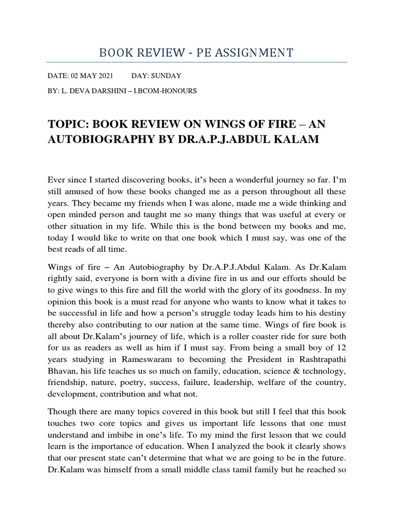 Book Review Wings of Fire PDF