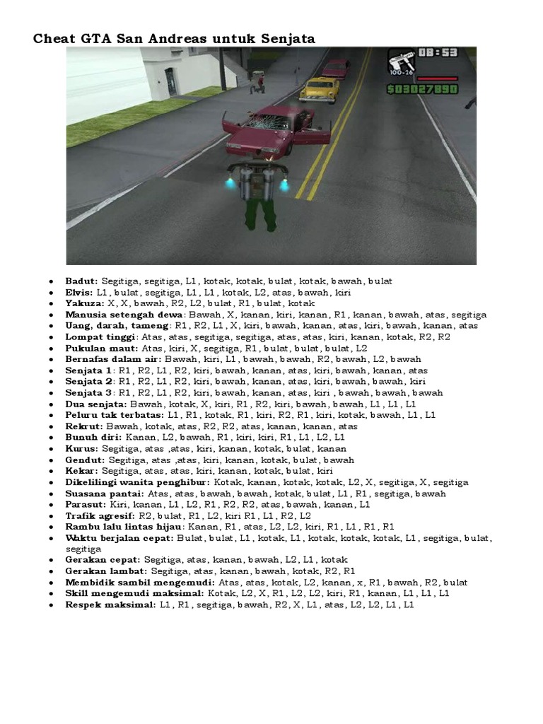 Cheat Senjata GTA San Andreas PS2 PDF 1