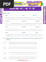 Uso de C S y Z para Cuarto Grado de Primaria