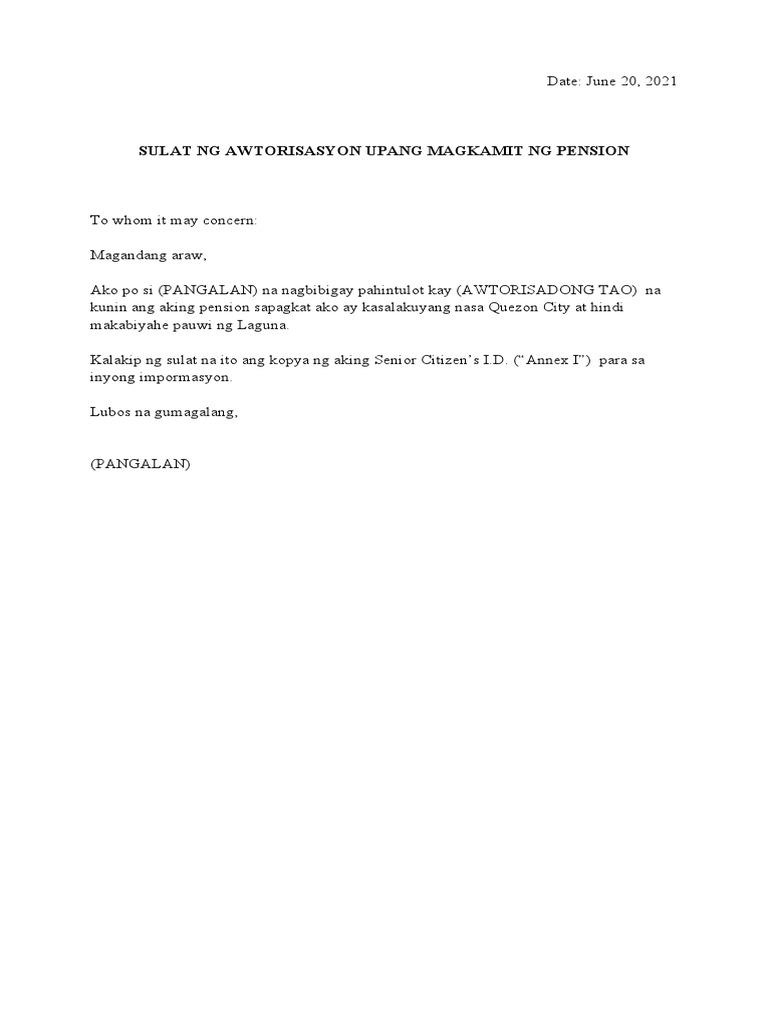 Sample Tagalog Authorization | PDF