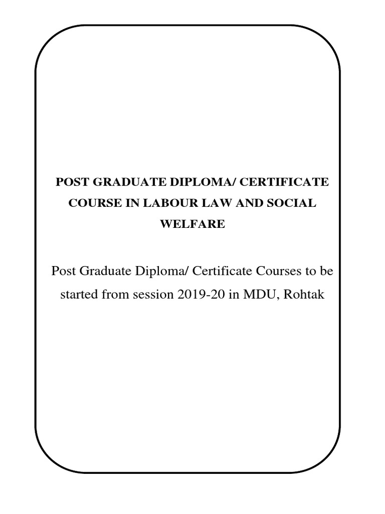 PG Diploma in Labour Law & Welfare | PDF | Labour Law | Employment