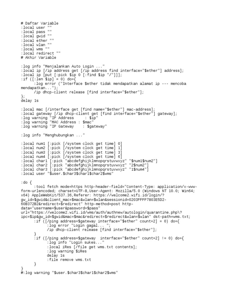 Auto Login Script for Local IP Issues | PDF | Business | Computers