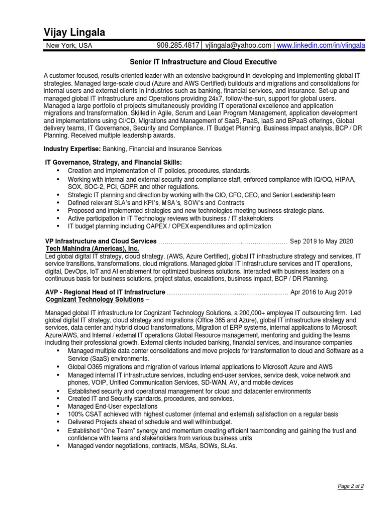 Senior IT Executive: Cloud & Infrastructure | PDF | Cloud Computing ...