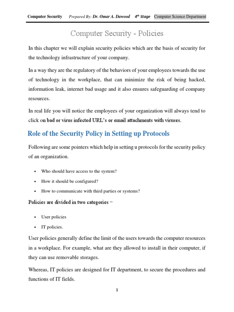Computer Security Policies Overview | PDF | Computer Security | Security