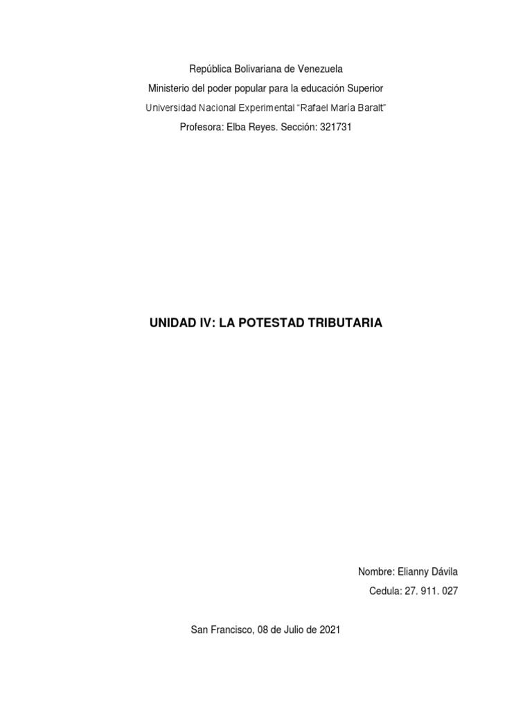 Potestad Tributaria en Venezuela | PDF | Impuestos | Justicia